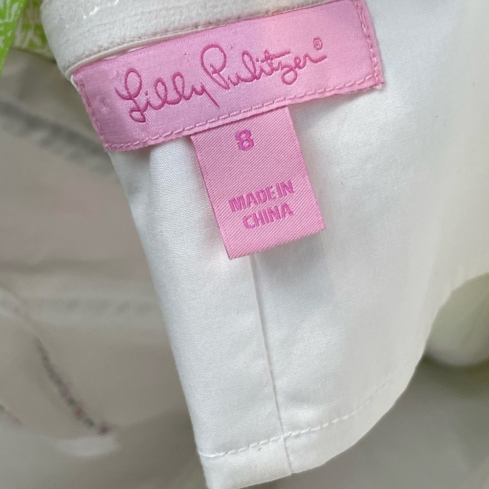 Lilly Pulitzer Cotton Strapless Tie Back Patchwork Mini Dress in Pink Multi Sz 8 - Picture 4 of 4
